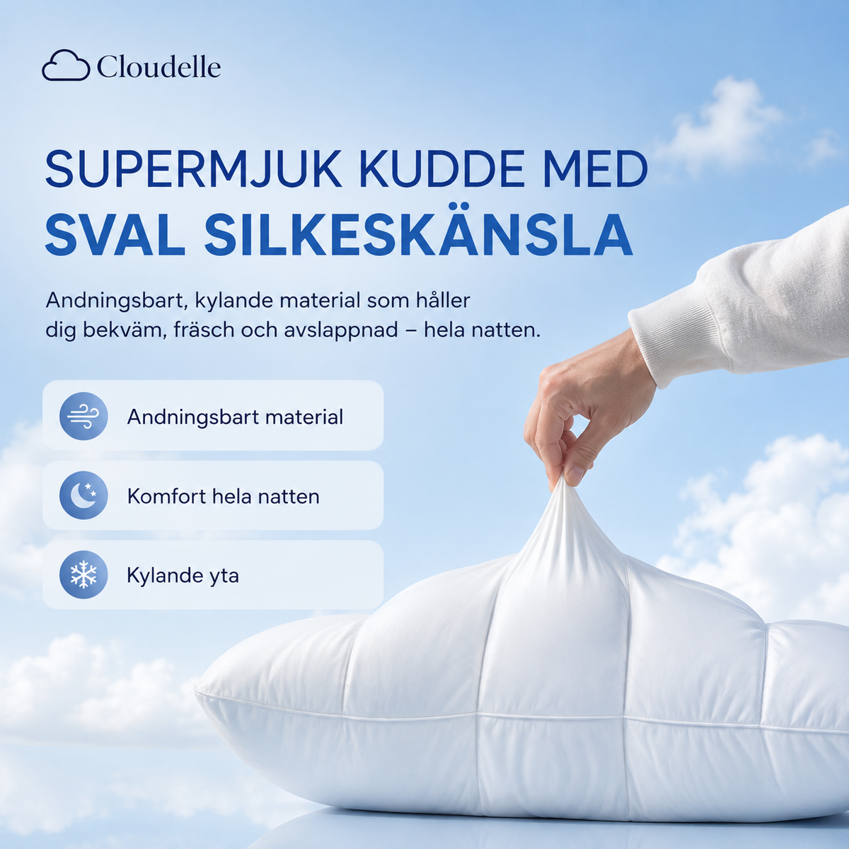Cloudelle Kudde - fluffig kudde med kylande effekt